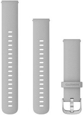 Řemínek Garmin Quick Release 18mm, silikonový, světle šedý, stříbrná přezka (Venu 2S, Vívoactive 4S, Vívomove 3S) + prodloužená část