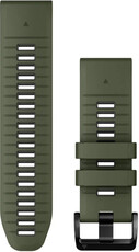 Řemínek Garmin QuickFit 26mm, silikonový, tmavě zelený/černý, černá přezka (Fenix 7X/6X/5X, Tactix aj.)