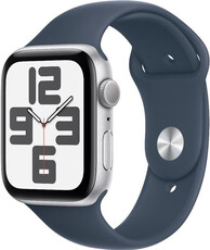 Apple Watch SE (2023) GPS 40mm stříbrné hliníkové pouzdro s bouřkově modrým sportovním řemínkem - S/M