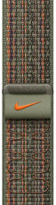 Sportovní provlékací řemínek Apple (Nike), textilní, sekvojově zelený / oranžový, pro pouzdra 42/44/45/49