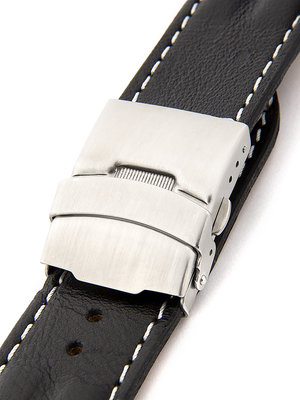 Pánský kožený černý řemínek k hodinkám W-053-A1