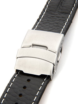 Pánský kožený černý řemínek k hodinkám W-053-A