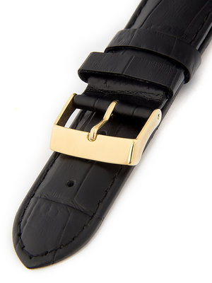 Pánský kožený černý řemínek k hodinkám HYP-01-NERO-G