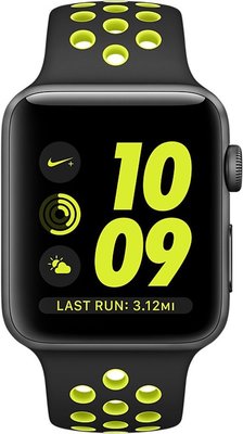 Apple Watch Nike+ - 38 mm pouzdro z vesmírně šedého hliníku s černým/Volt sportovním řemínkem Nike
