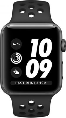 Apple Watch Nike+ - 38mm pouzdro z vesmírně šedého hliníku s antracitovým/černým sportovním řemínkem Nike