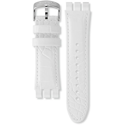 Unisex bílý kožený řemínek k hodinkám Swatch AYOS439