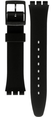 Unisex černý silikonový řemínek k hodinkám Swatch AGB274