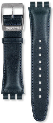 Unisex modrý kožený řemínek k hodinkám Swatch AYCS004