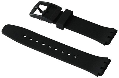 Unisex černý silikonový řemínek k hodinkám Swatch ASUSB400