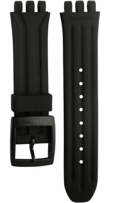 Unisex černý silikonový řemínek k hodinkám Swatch ASUIB400