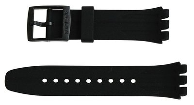Unisex černý silikonový řemínek k hodinkám Swatch ASUSB402
