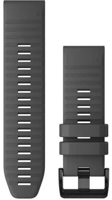 Řemínek Garmin QuickFit 26mm, silikonový, tmavě šedý, černá přezka (Fenix 7X/6X/5X, Tactix aj.)