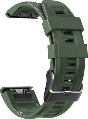 Řemínek QuickFit 26mm, silikonový, tmavě zelený, černá přezka (Garmin Fenix 7X/6X/5X, Tactix aj.)