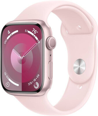 Apple Watch Series 9, GPS, 45mm Pouzdro z růžového hliníku , sportovní řemínek S/M