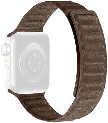 Řemínek pro Apple Watch 42/44/45mm, textilní magnetický tah, hnědý