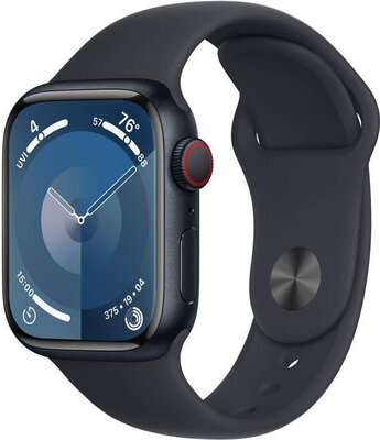 Apple Watch Series 9, GPS + Cellular, 41mm Pouzdro z temně inkoustového hliníku, sportovní řemínek M/L
