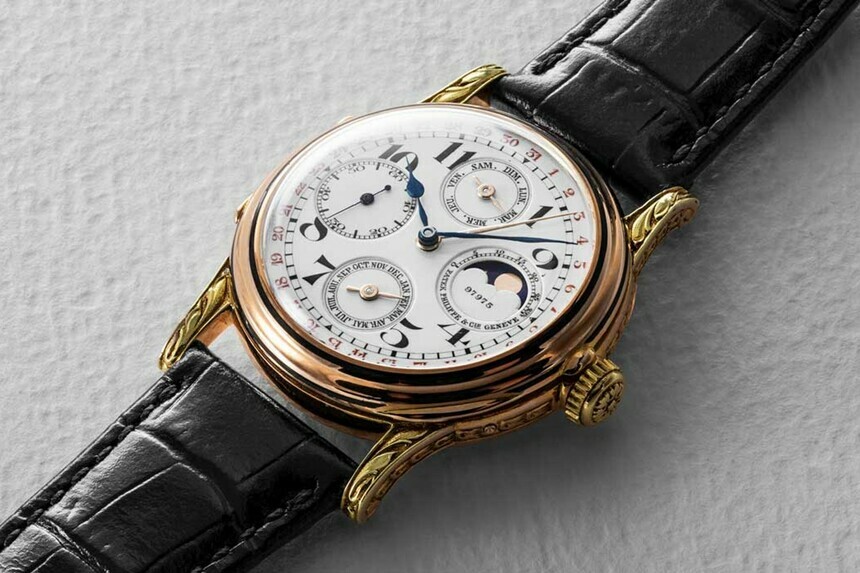 Patek Philippe 97975, první náramkové hodinky s věčným kalendářem a ukazatelem fází Měsíce, 1925. Zdroj: www.revolution.watch