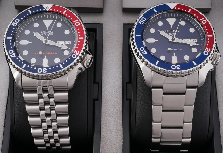 Legenda SKX009 a Seiko 5 Sports Style. Jubilee náramek byl nahrazen oyster typem, navíc nejsou Pětky cíleně potápěčské