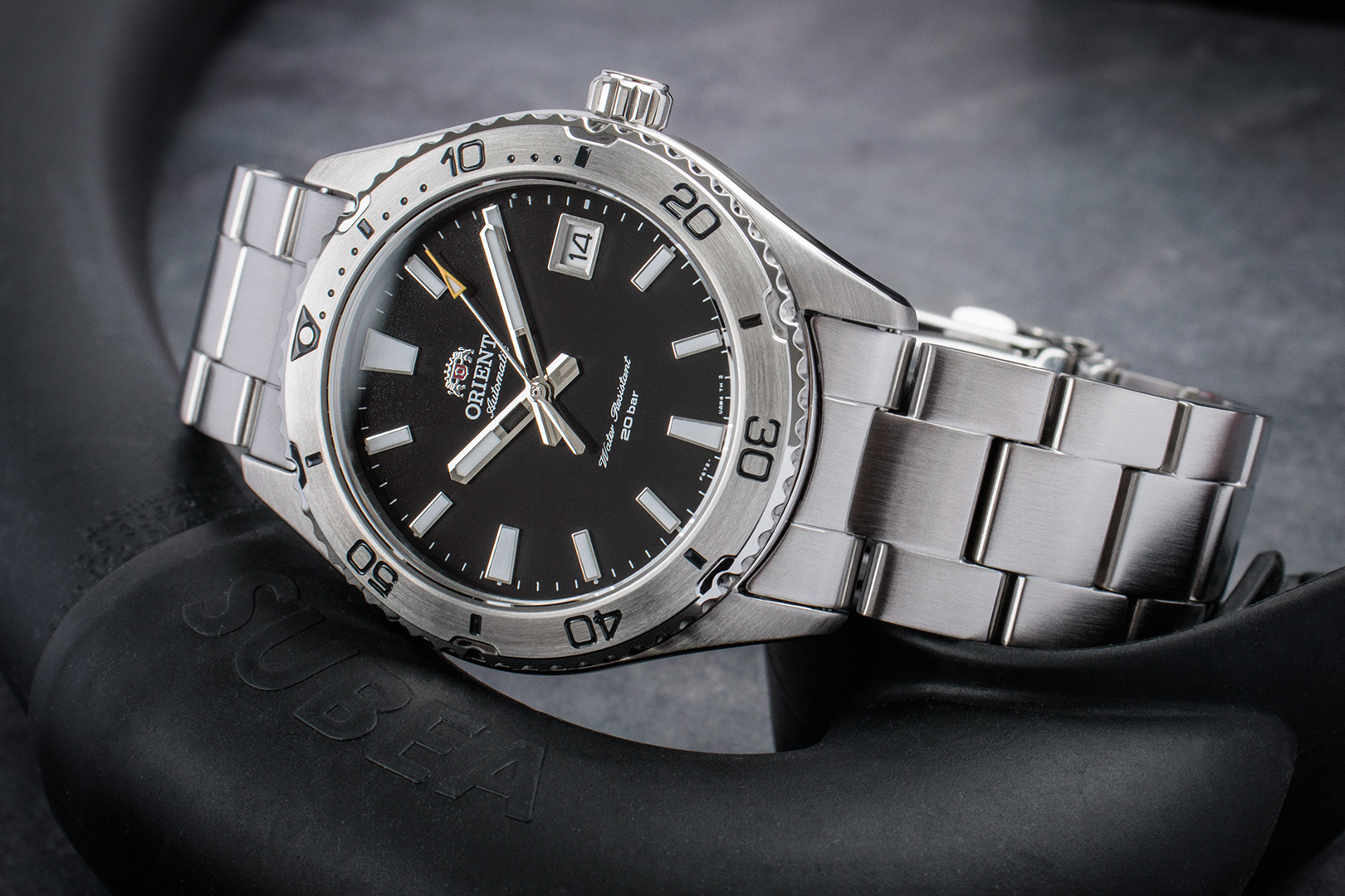 Orient Sports Mako AC0Q herenhorloge, automatisch, handmatig, waterdicht, 40 mm, Siliconen zwart, Sportief