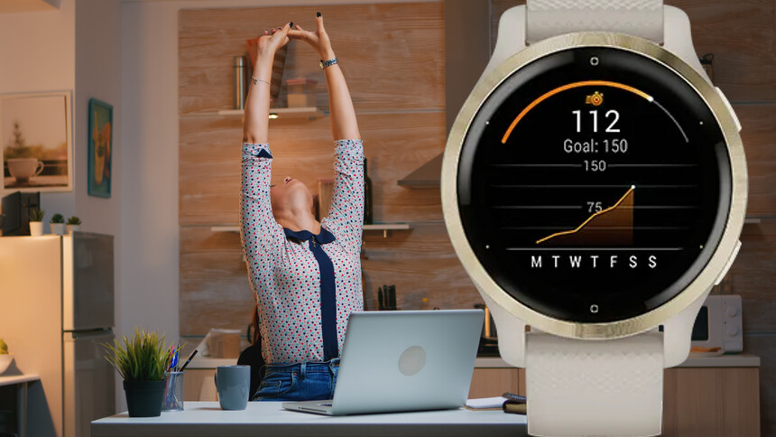 Takto vypadá widget minut intenzivní aktivity na hodinkách Garmin Venu 2S