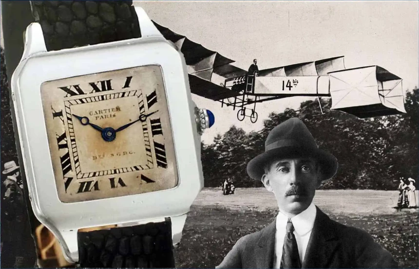 Cartierovy hodinky navržené pro jeho přítele Santose. Foto: https://italianwatchspotter.com/