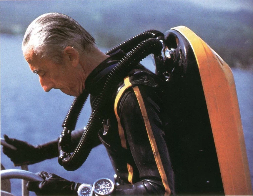 Jacques Yves Cousteau nosil hodinky Doxa. Foto: timeandtidewatches.com