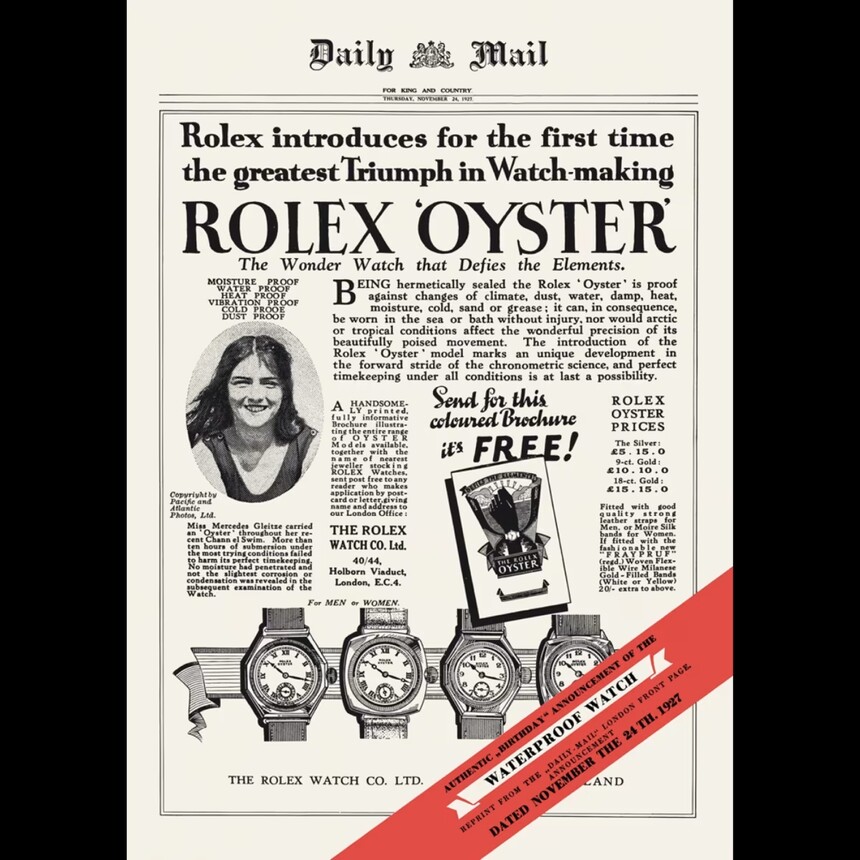 Reklama v The Daily Mail. Foto: Rolex.com