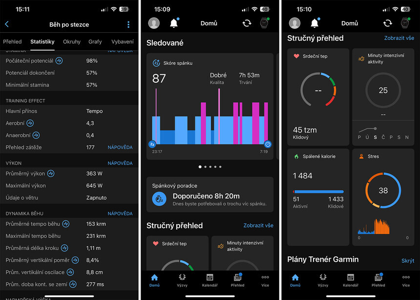 Aplikace Garmin Connect v telefonu