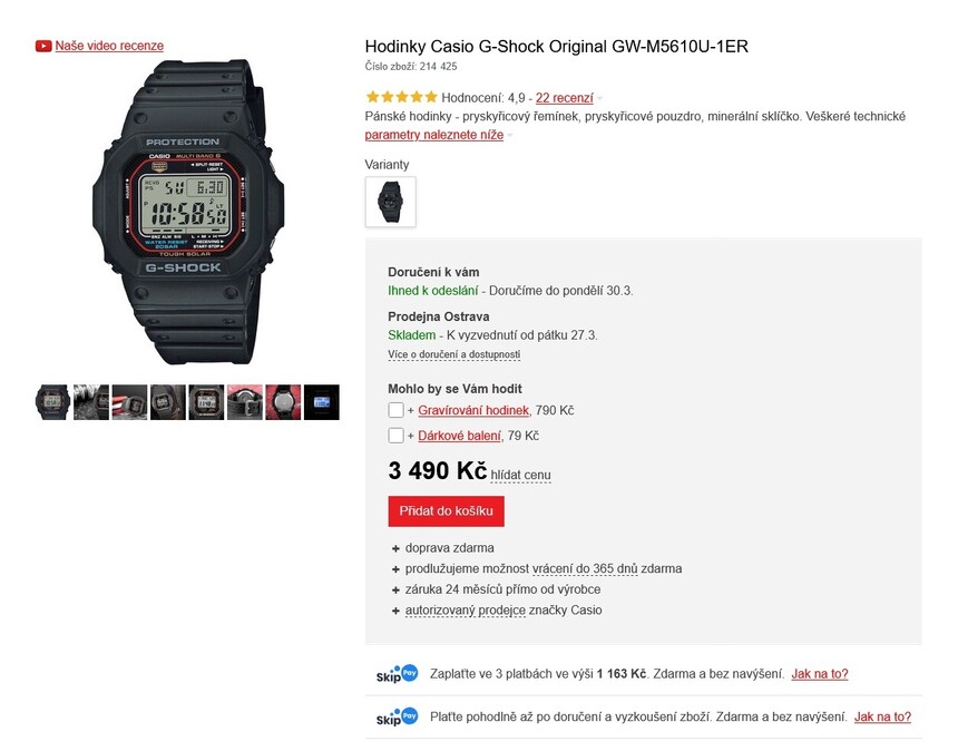 Na našem e-shopu najdete možnost si rozložit platbu do více splátek nebo ji celou odložit. Bez navýšení ceny. Službu si vyberete přímo v košíku jako způsob platby.