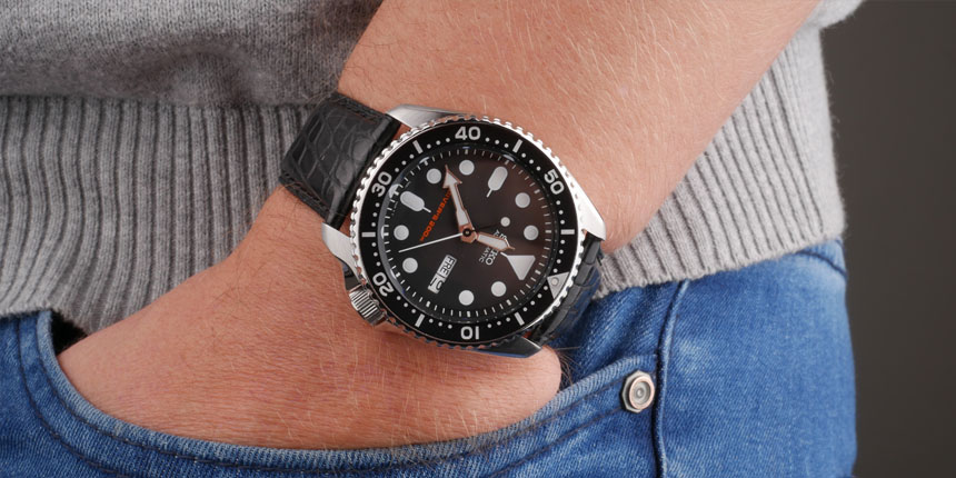 Seiko SKX007 na koženém řemínku s imitací krokodýla