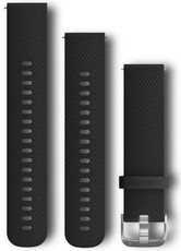 Řemínek Garmin Quick Release 20mm, silikonový, černý, stříbrná přezka (Venu, Venu Sq, Venu 2 plus aj.) + prodloužená část