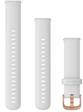 Řemínek Garmin Quick Release 18mm, silikonový, bílý, růžovozlatá přezka (Venu 2S, Vívoactive 4S, Vívomove 3S)