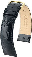 Černý kožený řemínek Hirsch Crocograin M 12302850-1 (Teletina)