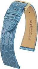 Kožený řemínek Hirsch Genuine Croco L 18920883-1, modrý, krokodýlí kůže, délka L, Quick Release