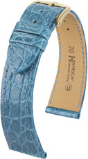 Kožený řemínek Hirsch Genuine Croco M 18900883-1, modrý, krokodýlí kůže, délka M, Quick Release