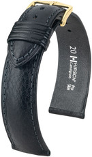 Černý kožený řemínek Hirsch Camelgrain M 01009150-1 (Teletina)