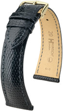 Kožený řemínek Hirsch London L 04366050-1, černý, ještěrčí kůže, délka L, Quick Release