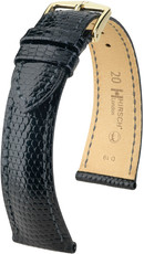 Kožený řemínek Hirsch London M 04366150-1, černý, ještěrčí kůže, délka M, Quick Release