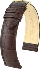 Kožený řemínek Hirsch Duke L 01028010OE-1, hnědý, teletina, open end (pro pevné stěžejky), délka L, Quick Release
