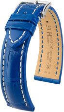 Modrý kožený řemínek Hirsch Capitano L 05007085-2 (Aligátoří kůže) Hirsch selection