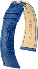 Kožený řemínek Hirsch London M 04366185-1, modrý, ještěrčí kůže, délka M, Quick Release