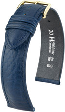 Kožený řemínek Hirsch Camelgrain M 01009180-1, modrý, teletina, délka M, Quick Release