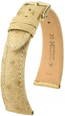 Kožený řemínek Hirsch Massai Ostrich M 04262190-1, béžový, pštrosí kůže, délka M, Quick Release