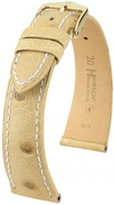 Kožený řemínek Hirsch Massai Ostrich M 04262191-1, béžový, pštrosí kůže, délka M, Quick Release
