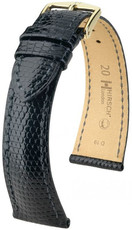 Kožený řemínek Hirsch London L 04266050-1, černý, ještěrčí kůže, délka L, Quick Release
