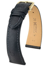 Černý kožený řemínek Hirsch Massai Ostrich L 04262050-1 (Pštrosí kůže) Hirsch Selection