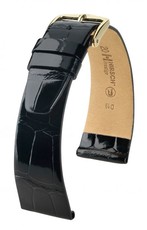 Kožený řemínek Hirsch Prestige M 02307150-1, černý, aligátoří kůže, délka M, Quick Release