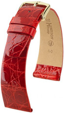 Červený kožený řemínek Hirsch Prestige M 02308120-1 (Krokodýlí kůže) Hirsch Selection