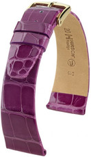 Kožený řemínek Hirsch Prestige M 02207187-1, fialový, aligátoří kůže, délka M, Quick Release