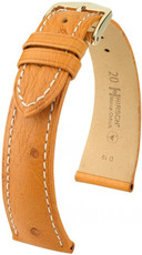 Kožený řemínek Hirsch Massai Ostrich L 04262074-1, hnědý, pštrosí kůže, délka L, Quick Release